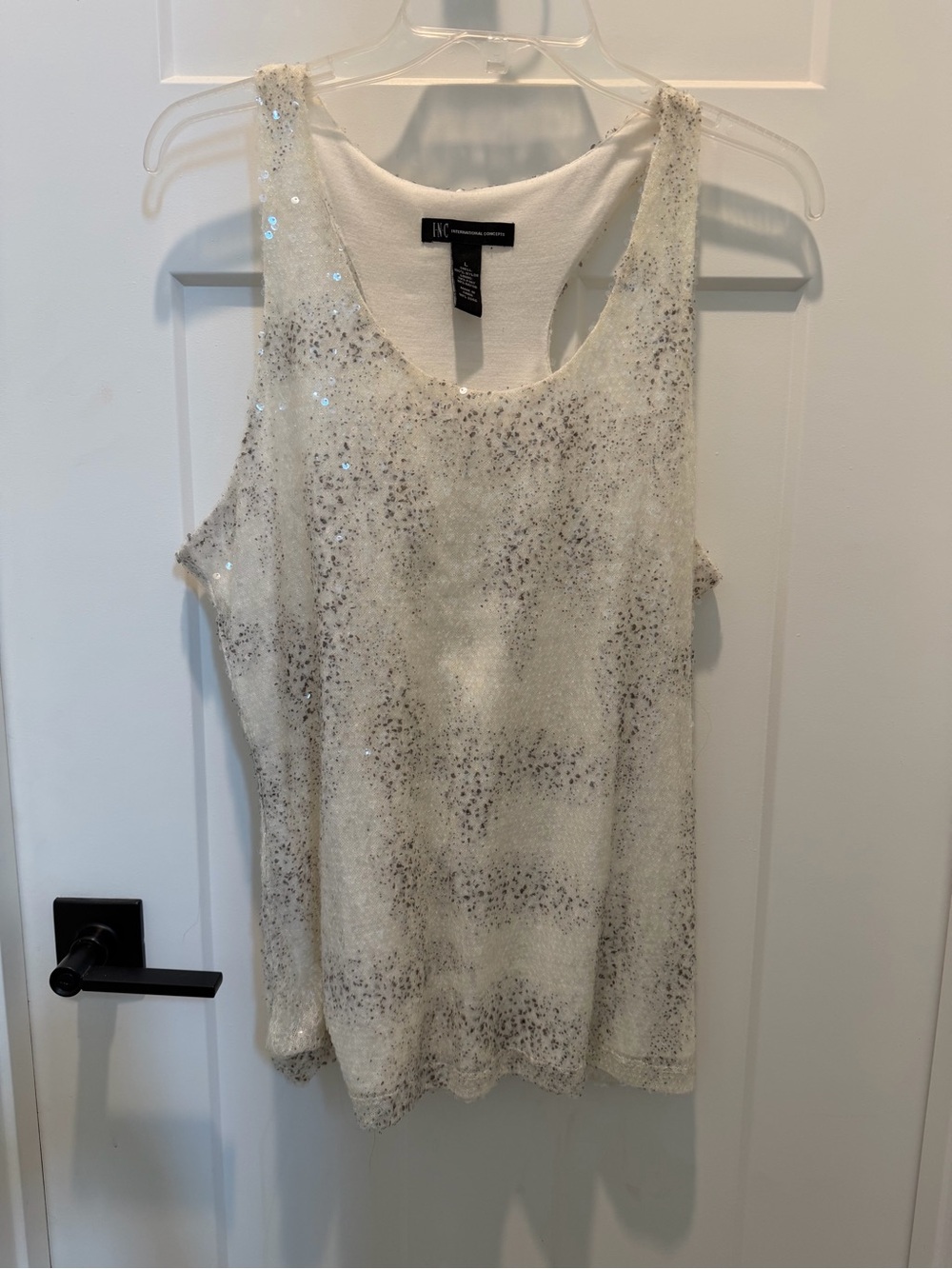 INC International Concepts Ivory Sequin Tank Top